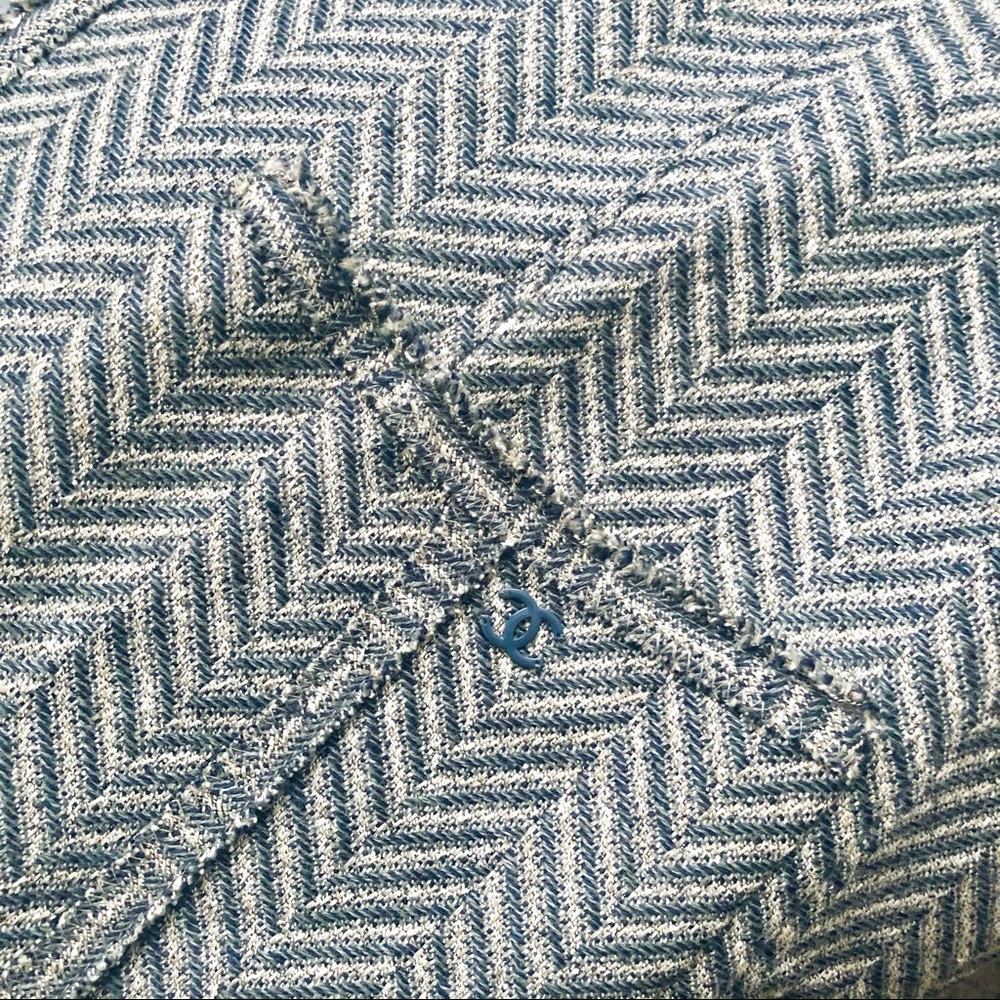 HP! 🎉 CHANEL Blue Tweed Jacket Mid-length Coat FR 36 - Picture 5 of 11